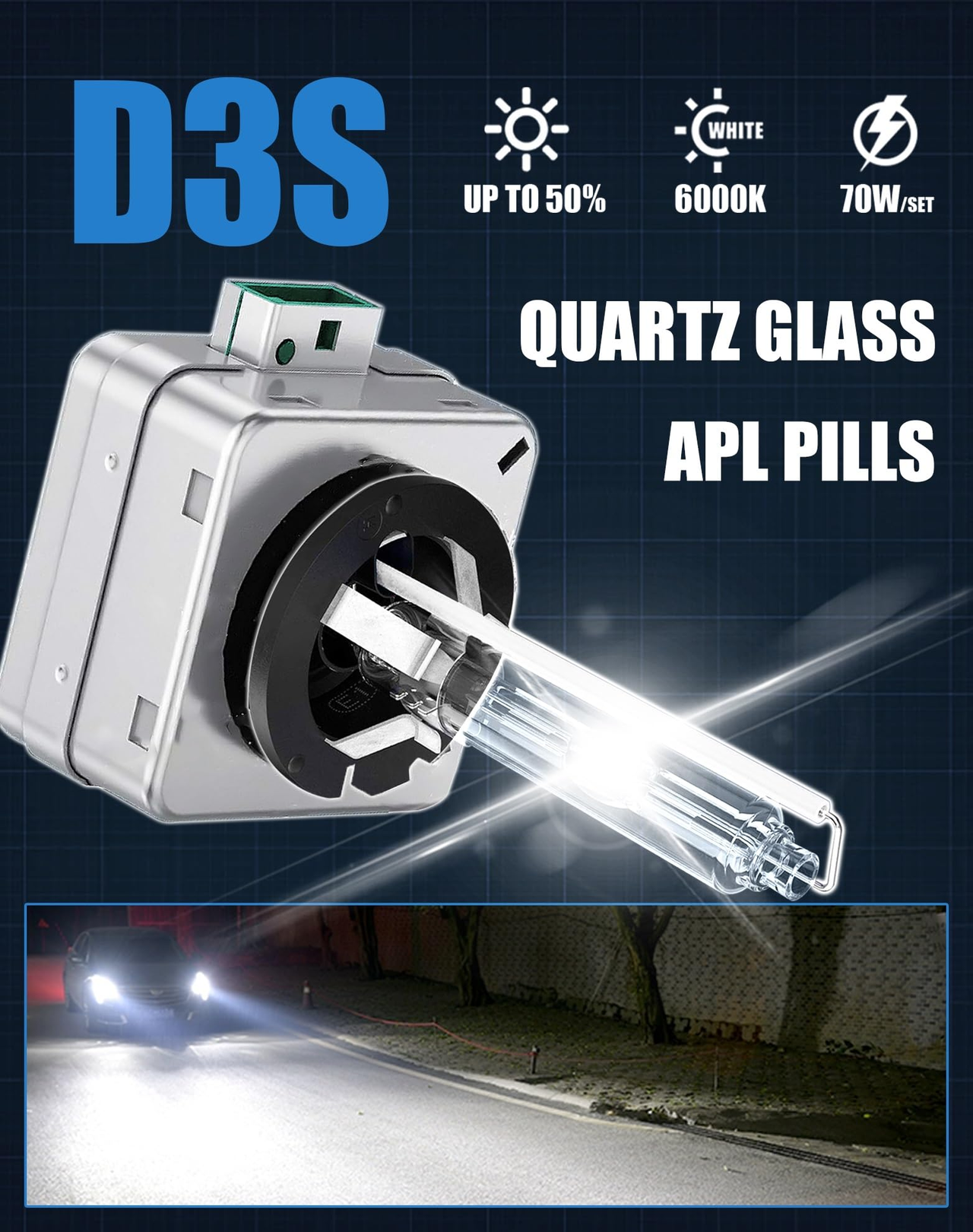D3S HID Xenon Car Headlight Bulb 6000K