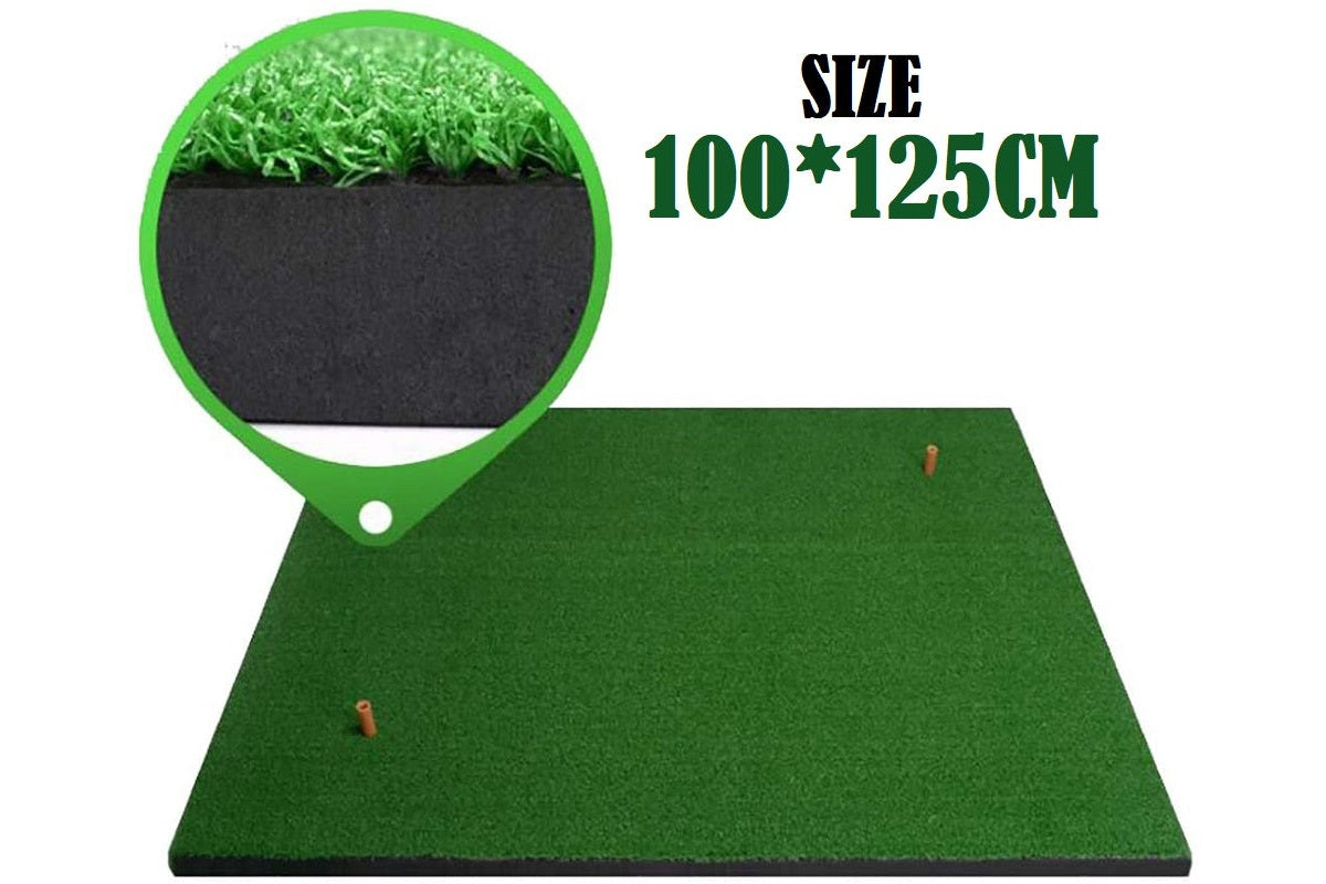 Golf mat showing size 100 by 125 cm