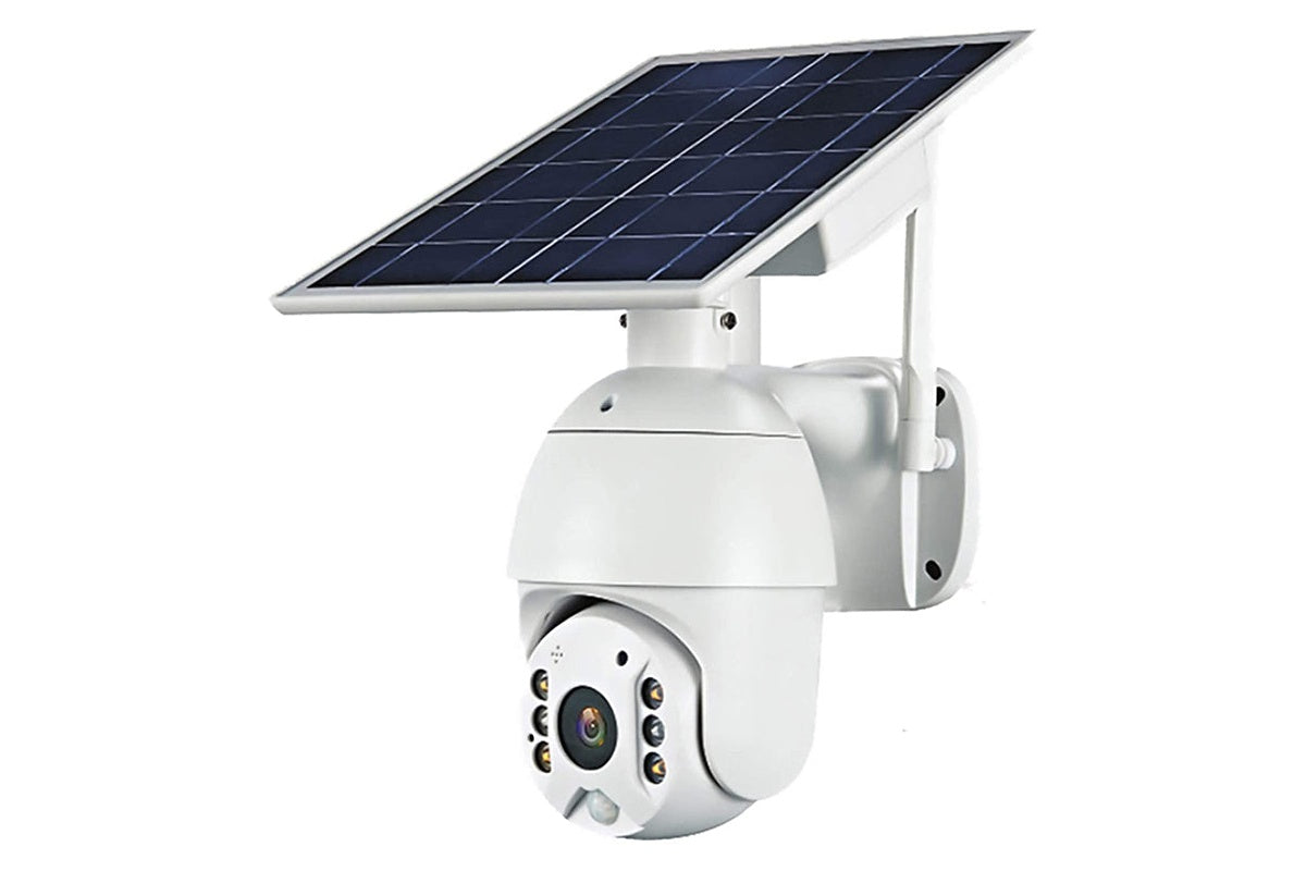 Camera mounted outdoors with wide angle view