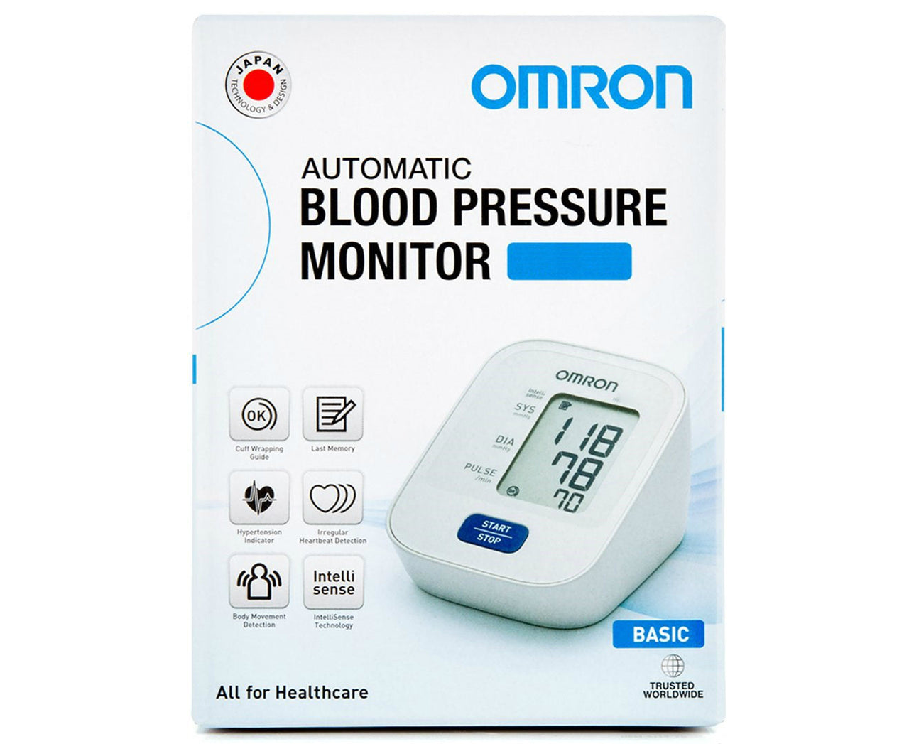 Omron HEM7120 Clinically Validated Upper Arm Automatic Blood Pressure Monitor – IntelliSense Technology, Simple Easy One-Touch Use, Irregular Heartbeat Detection and Cuff Wrap Guide