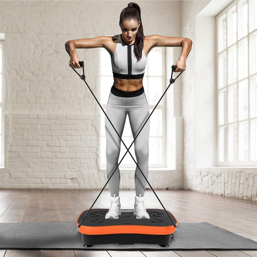Vibration plate with resistance bands included