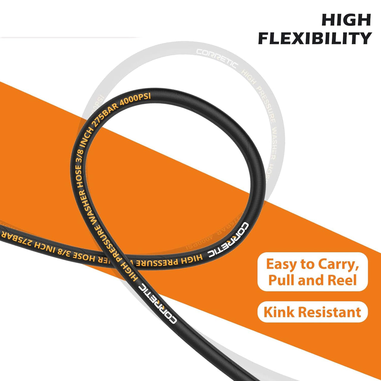 Hose laid flat on concrete surface