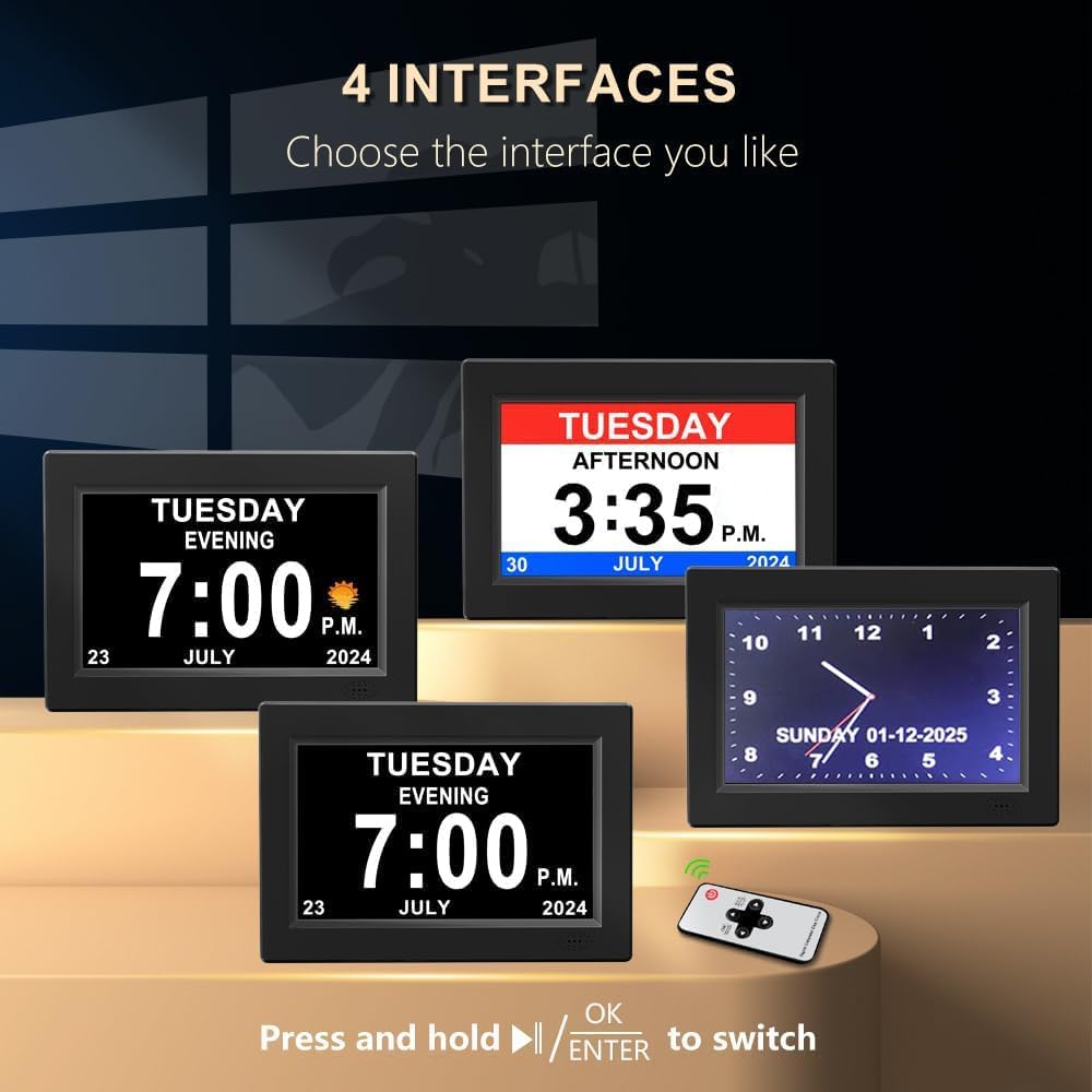 Led Clock Display Calendar 8 Inch LED Dementia Digital Calendar Clock Large Display – Homyspire