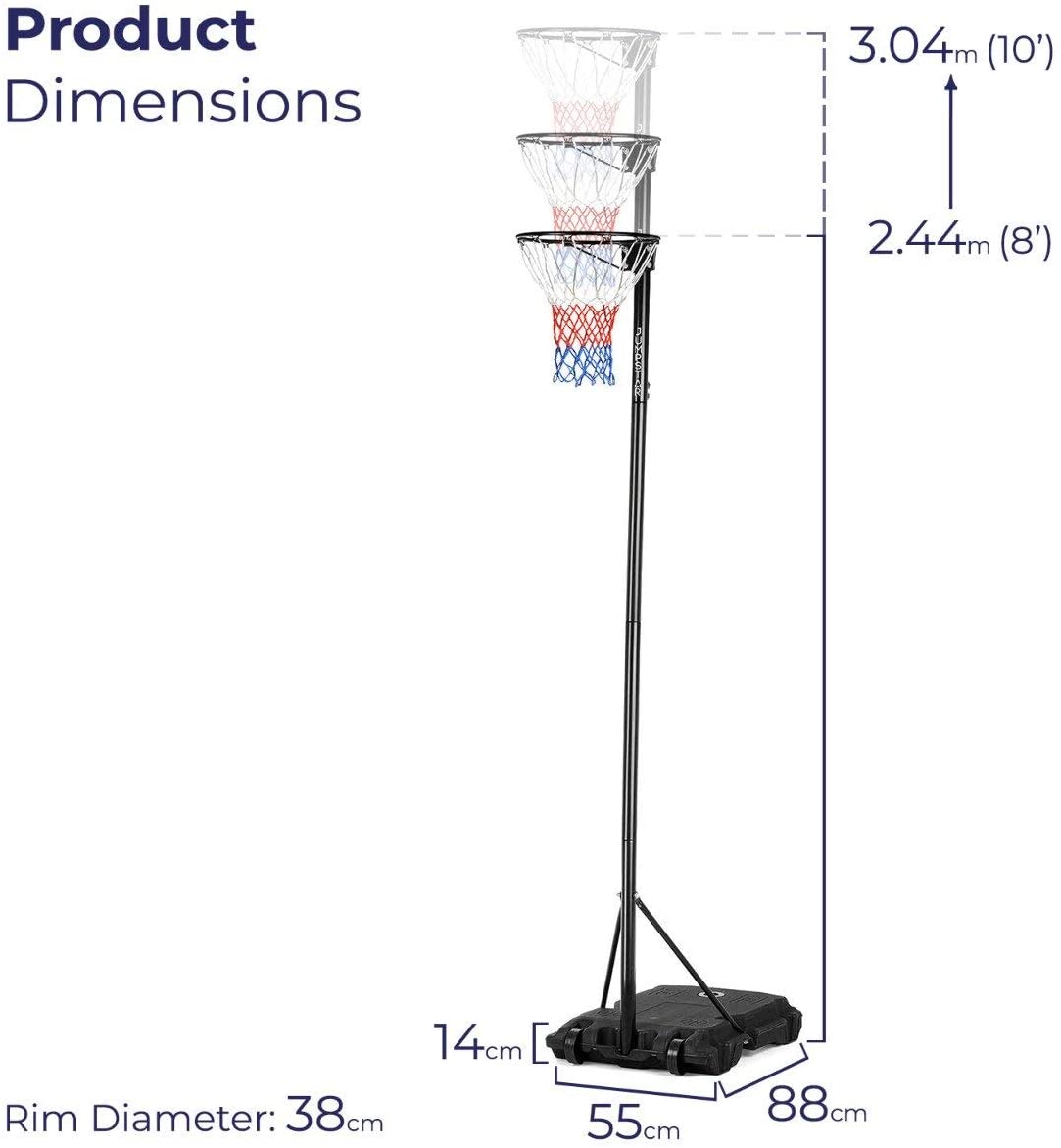 Netball stand height adjusted to 10 feet