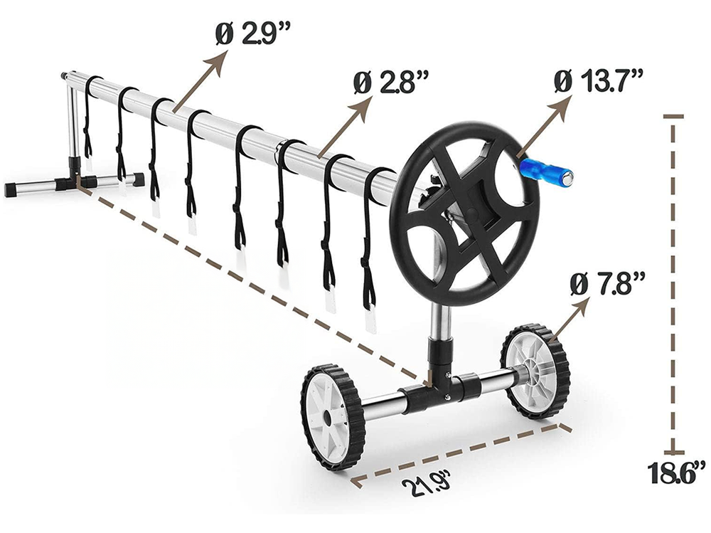 Pool Cover Roller 6.4 m Adjustable Swimming Pool Solar Blanket Reel