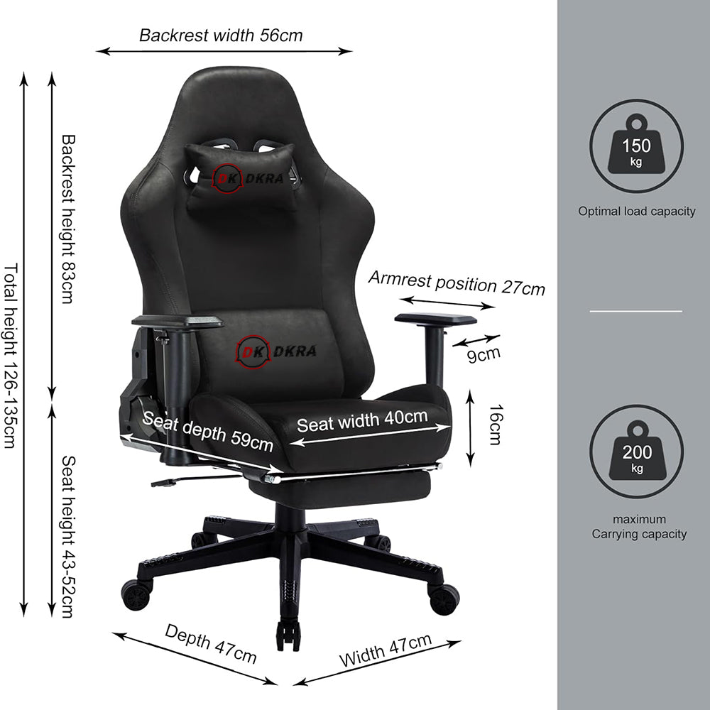 Rotating Racing Chair DKRA Gaming Chair Adjustable Rotating Task Chair Black – Homyspire