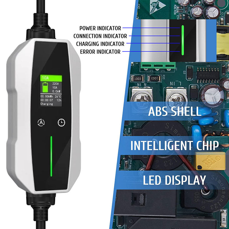 Portable EV charger Type 2 connected to EV