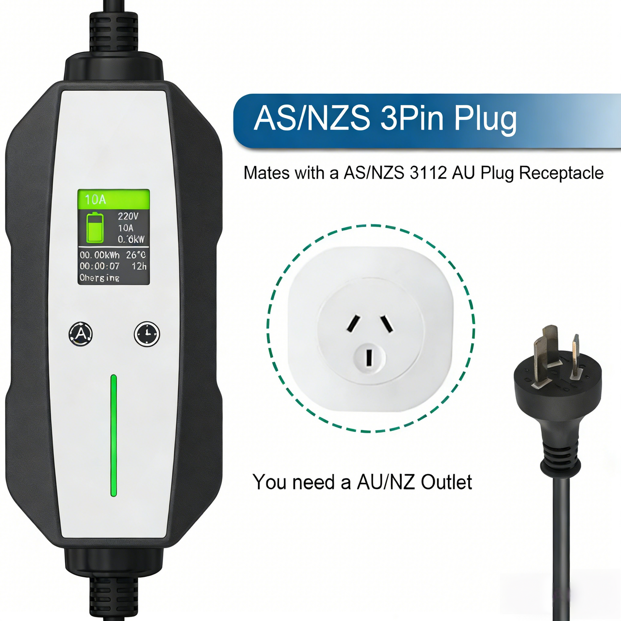 Zapt Type 1 EV Charger (10A, 2.4kW)