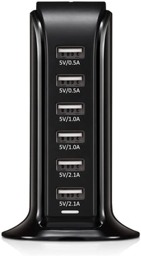 Thumbnail for USB Charger 6 USB Tower 30W Multi 6-Port Desktop Travel Hub Usb Charger Block Tower Charging Station Power Adapter - The Shopsite