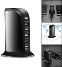 Thumbnail for USB Charger 6 USB Tower 30W Multi 6-Port Desktop Travel Hub Usb Charger Block Tower Charging Station Power Adapter - The Shopsite