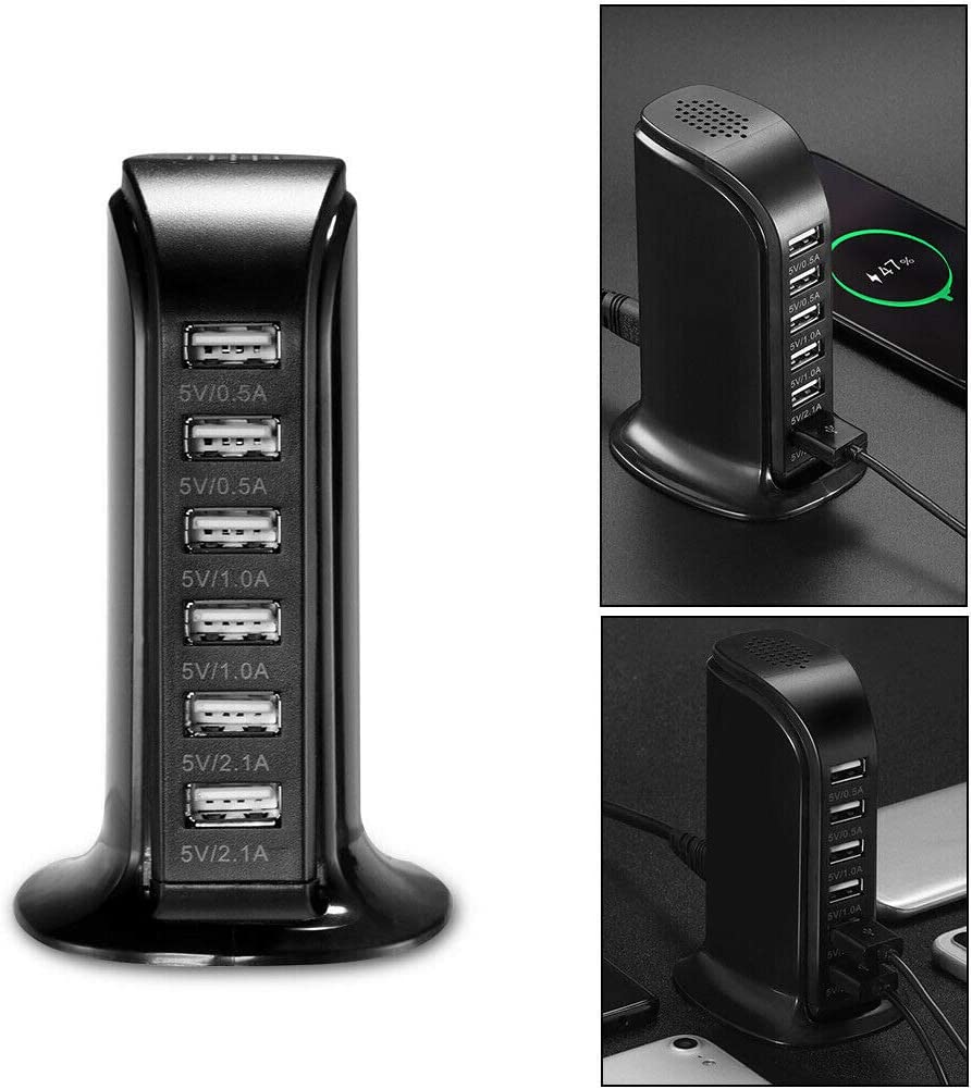 USB Charger 6 USB Tower 30W Multi 6-Port Desktop Travel Hub Usb Charger Block Tower Charging Station Power Adapter - The Shopsite
