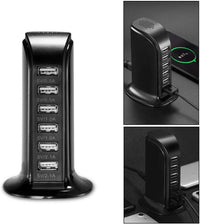 Thumbnail for USB Charger 6 USB Tower 30W Multi 6-Port Desktop Travel Hub Usb Charger Block Tower Charging Station Power Adapter - The Shopsite