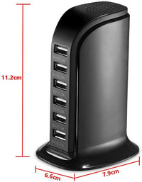 Thumbnail for USB Charger 6 USB Tower 30W Multi 6-Port Desktop Travel Hub Usb Charger Block Tower Charging Station Power Adapter - The Shopsite