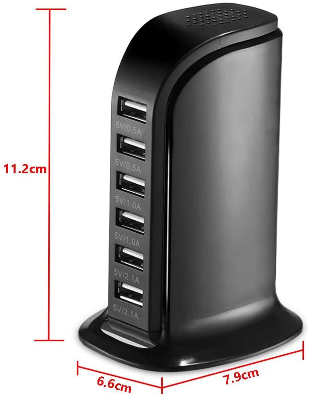 USB charger tower size comparison with phone