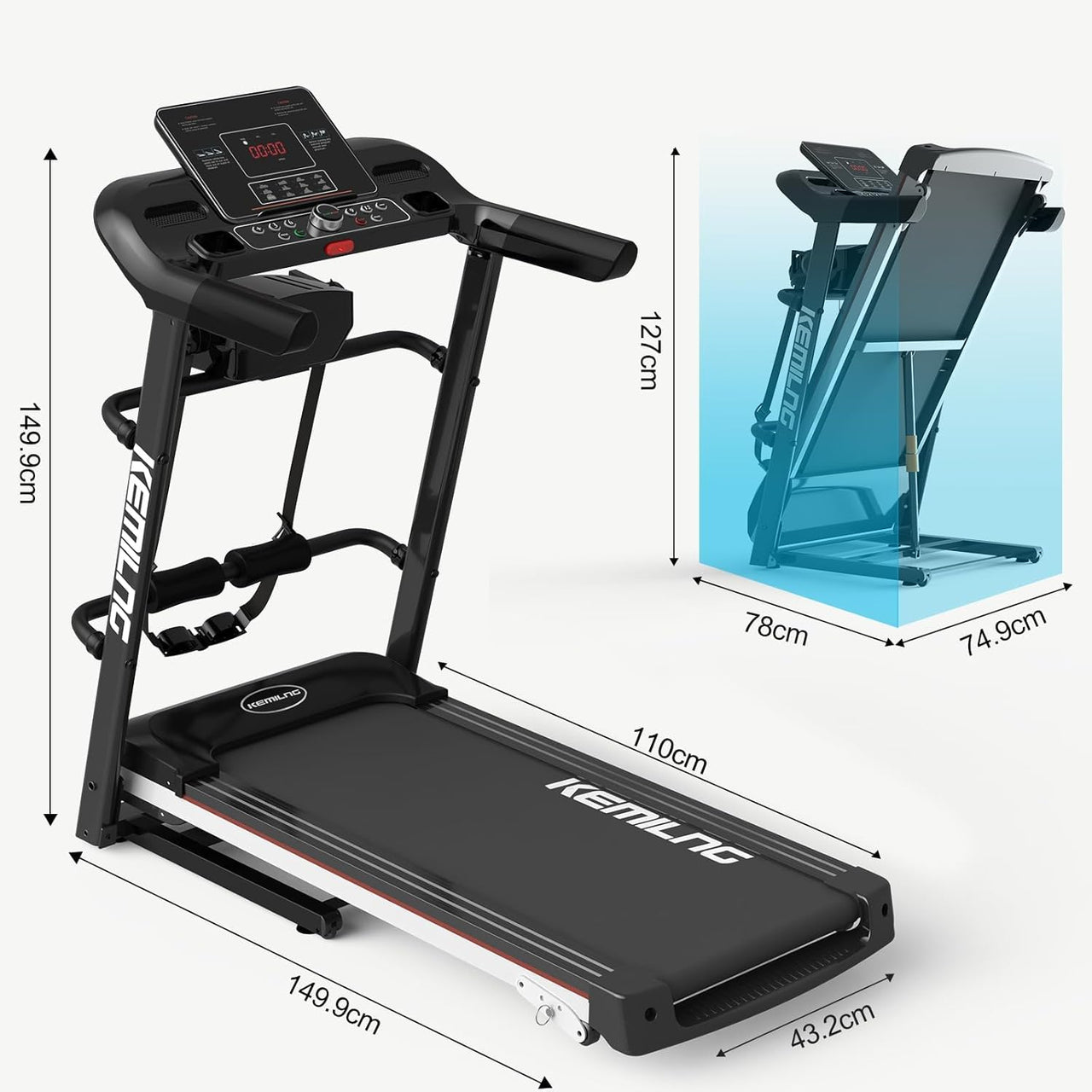 Multifunctional Foldable Treadmill 120 kg Capacity