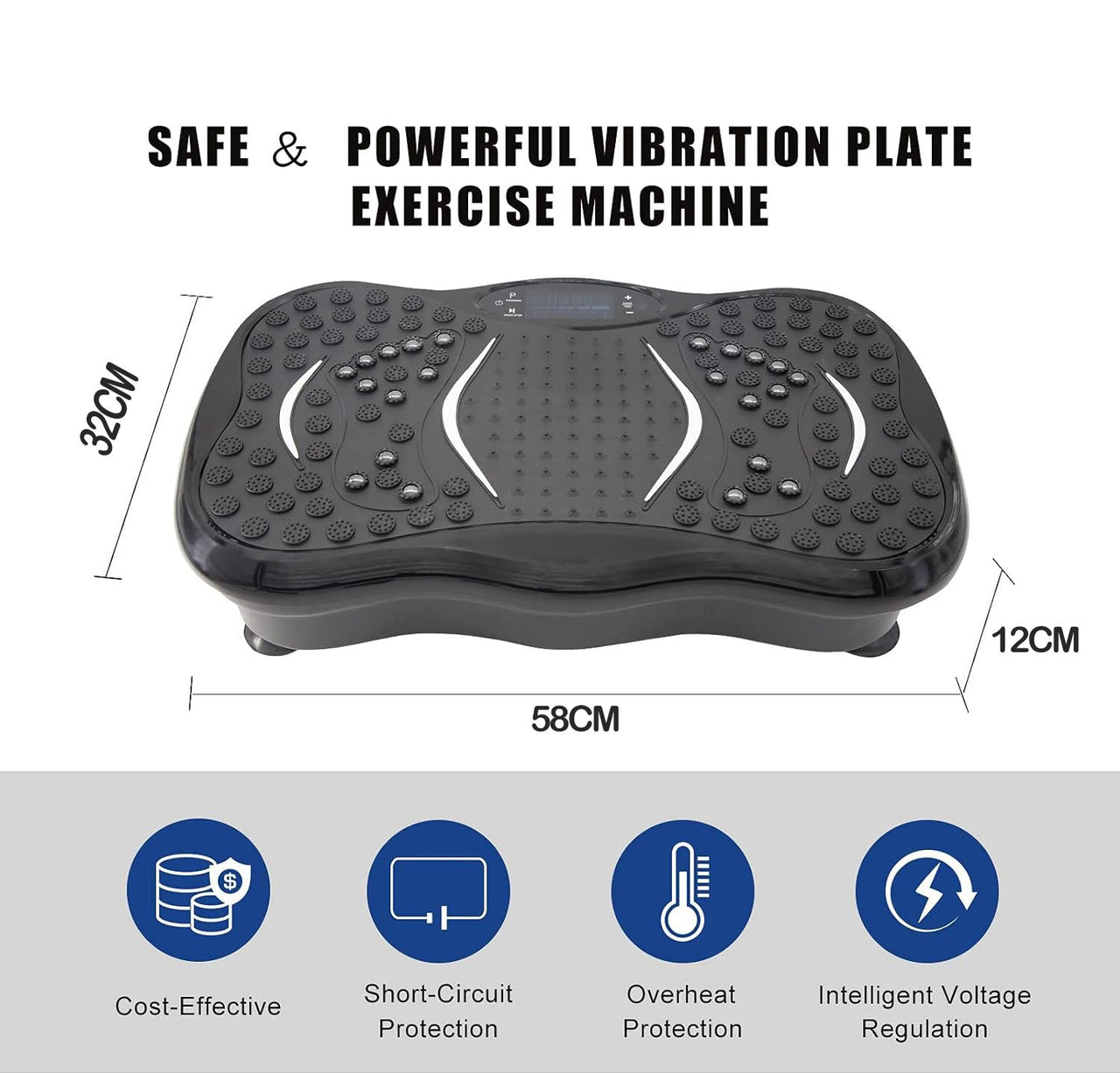 Vibration plate exercise machine showing preset modes