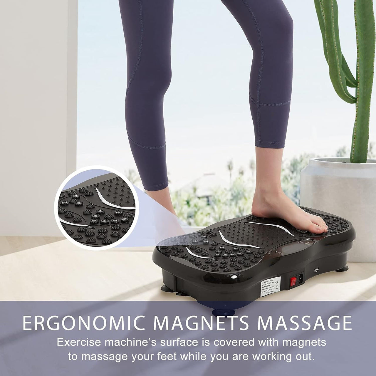 Compact vibration plate exercise machine in home gym