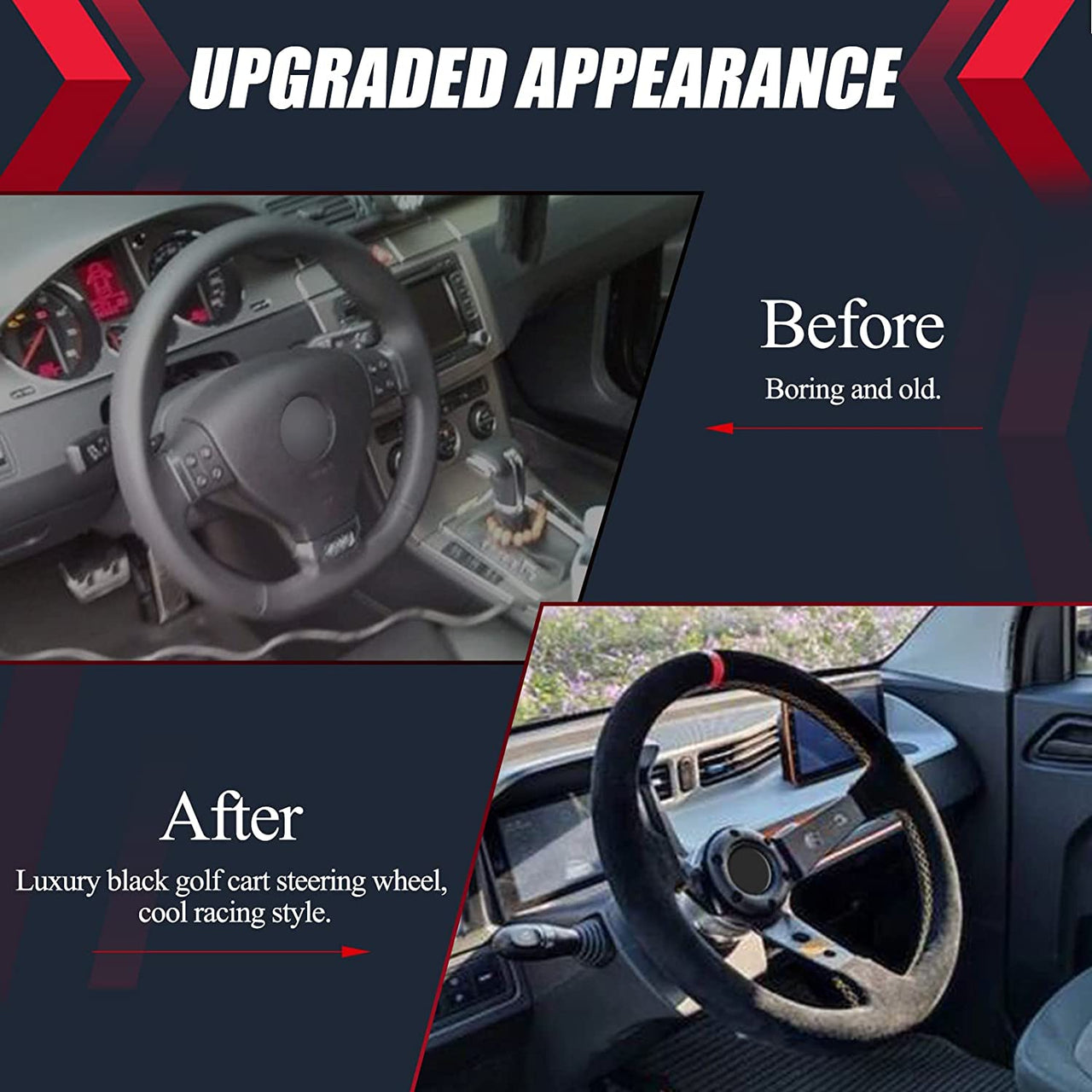 Steering wheel installed in performance car