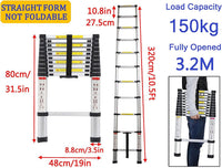 Thumbnail for Telescopic Ladder 3.2m Multi-Purpose Foldable Ladder