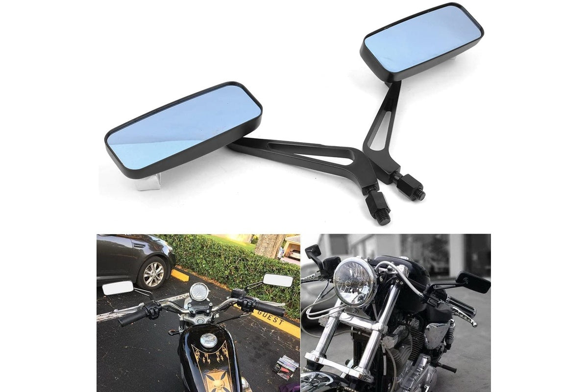 Side view of aluminium mirror with mounting bolt