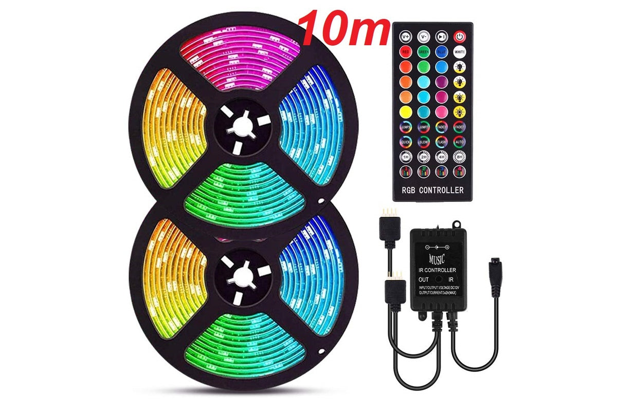 LED strip light illuminating party room