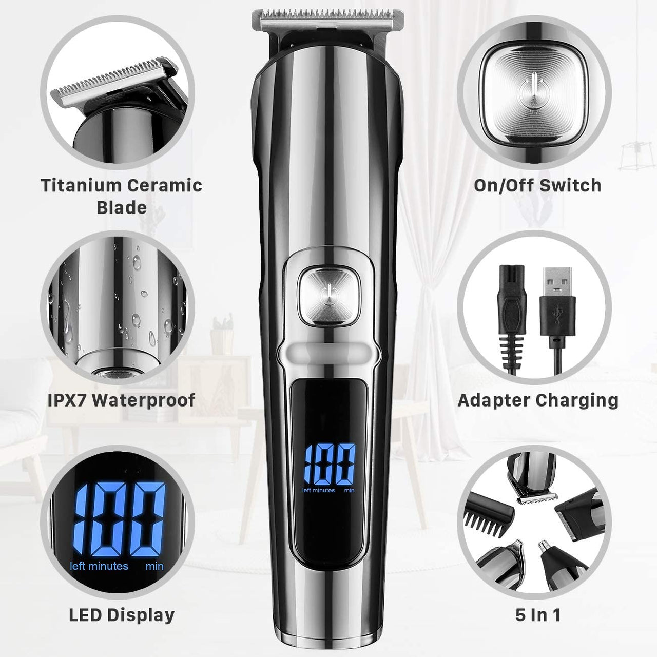 Hair Trimmer Shaver Clippers Cordless