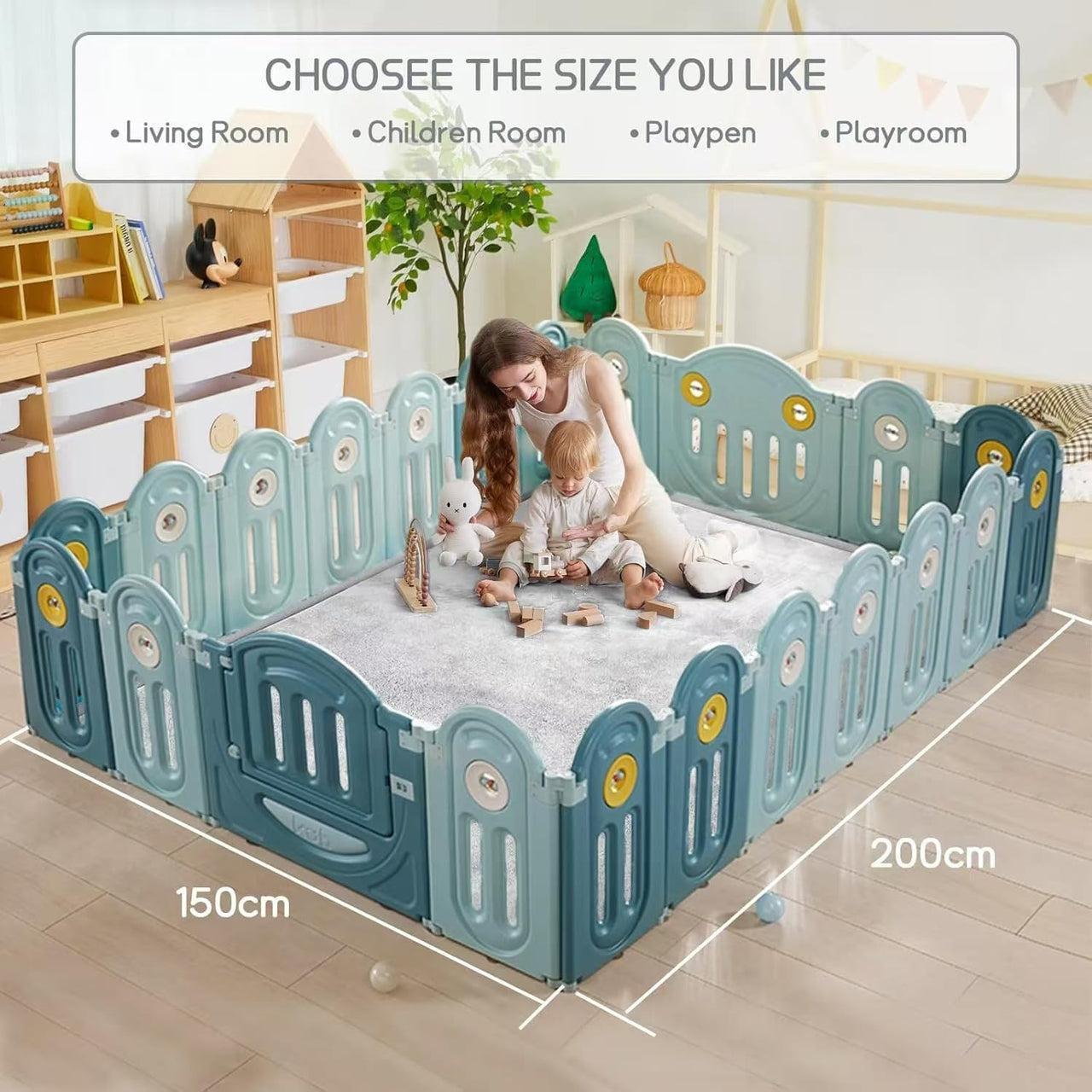 Soft play mat with dimensions label