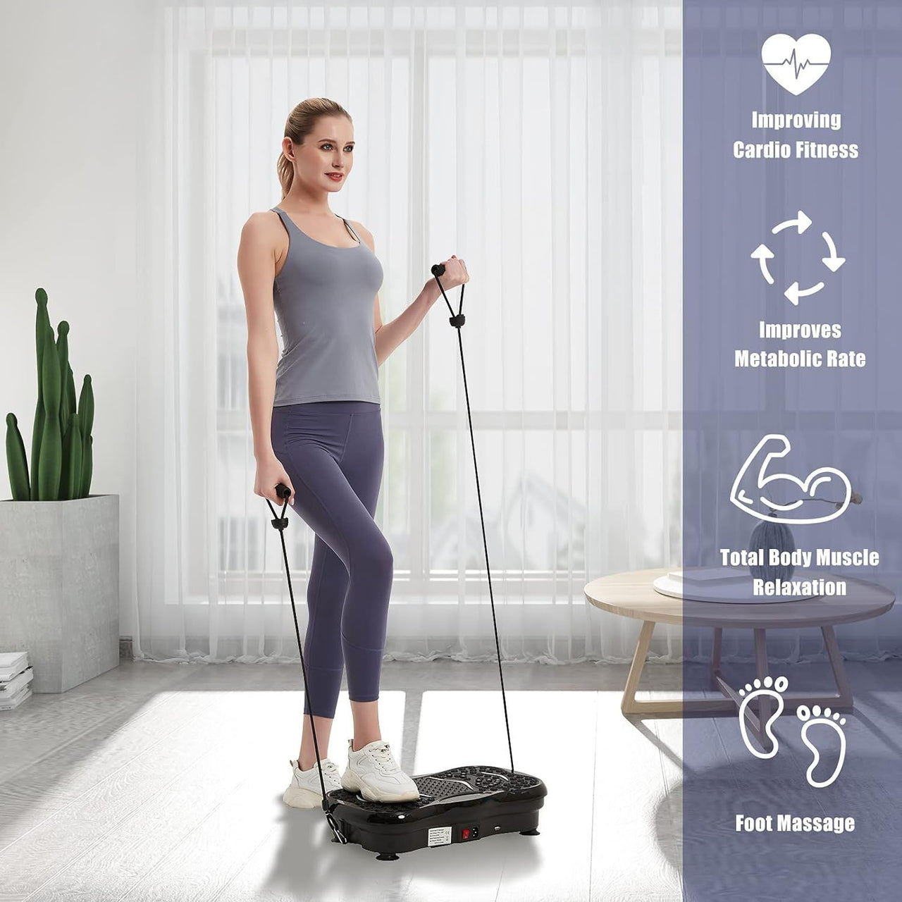 Vibration plate showing magnetic foot massage design