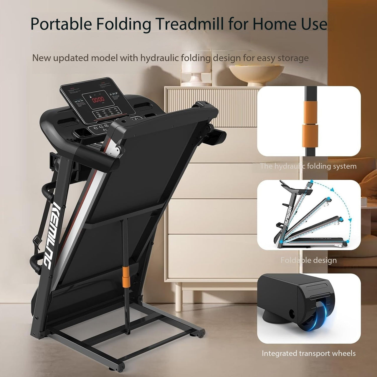 Multifunctional Foldable Treadmill 120 kg Capacity