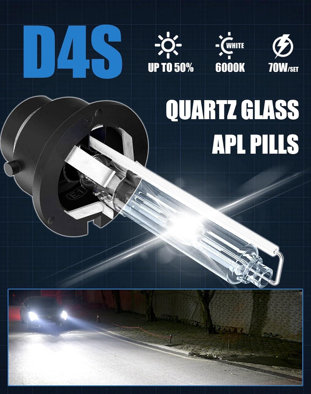 D4S Xenon HID Car Headlight Bulbs 4300k Pair
