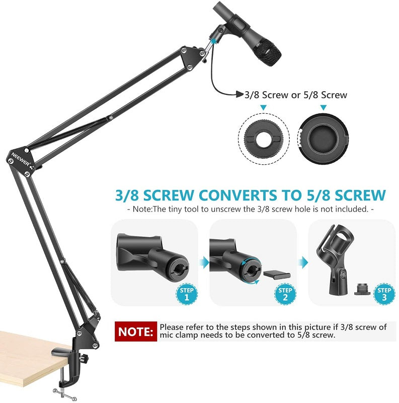 Microphone boom arm with black finish