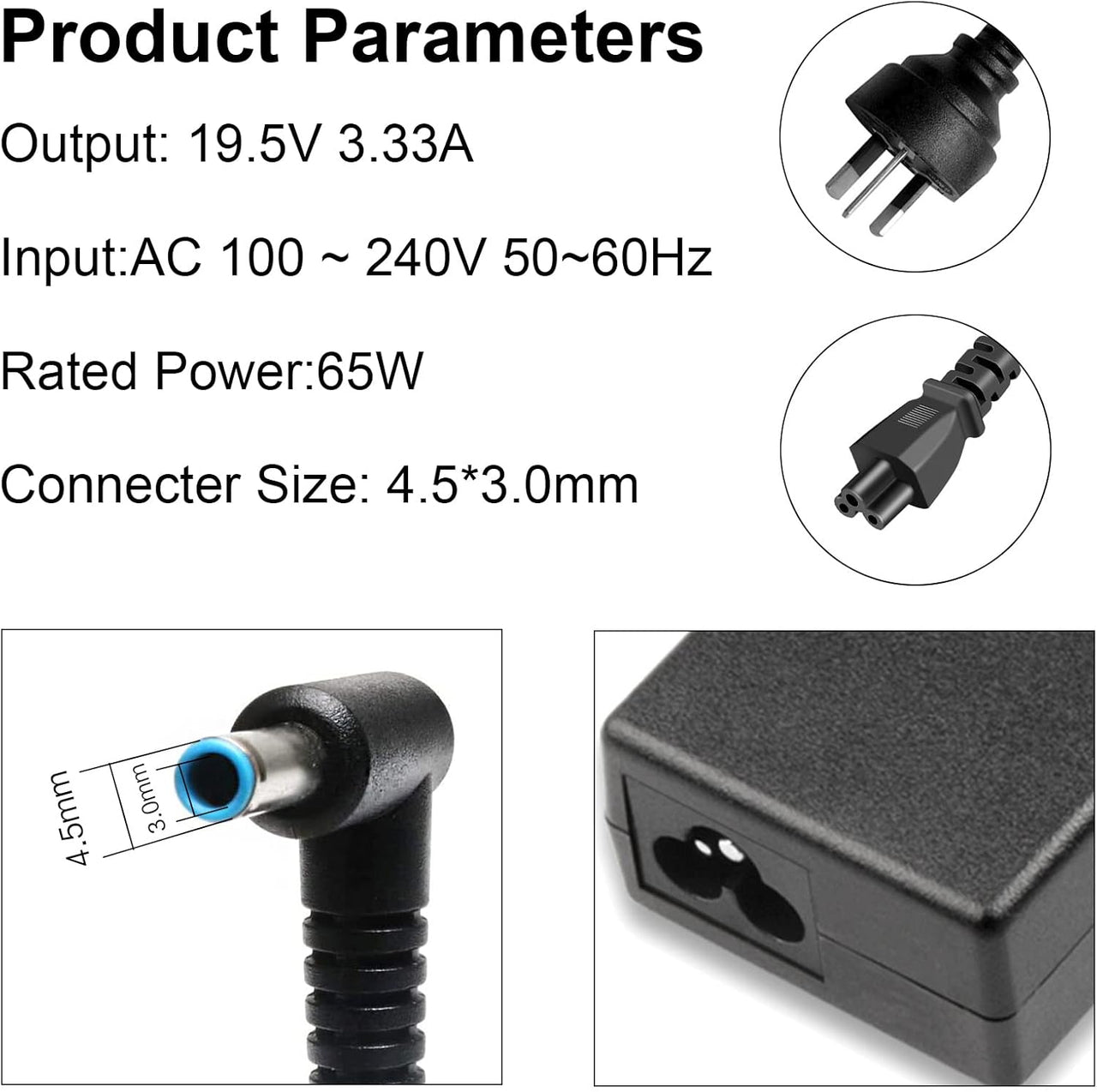 HP Laptop Charger 65W 45W Smart Blue Tip Power Adapter