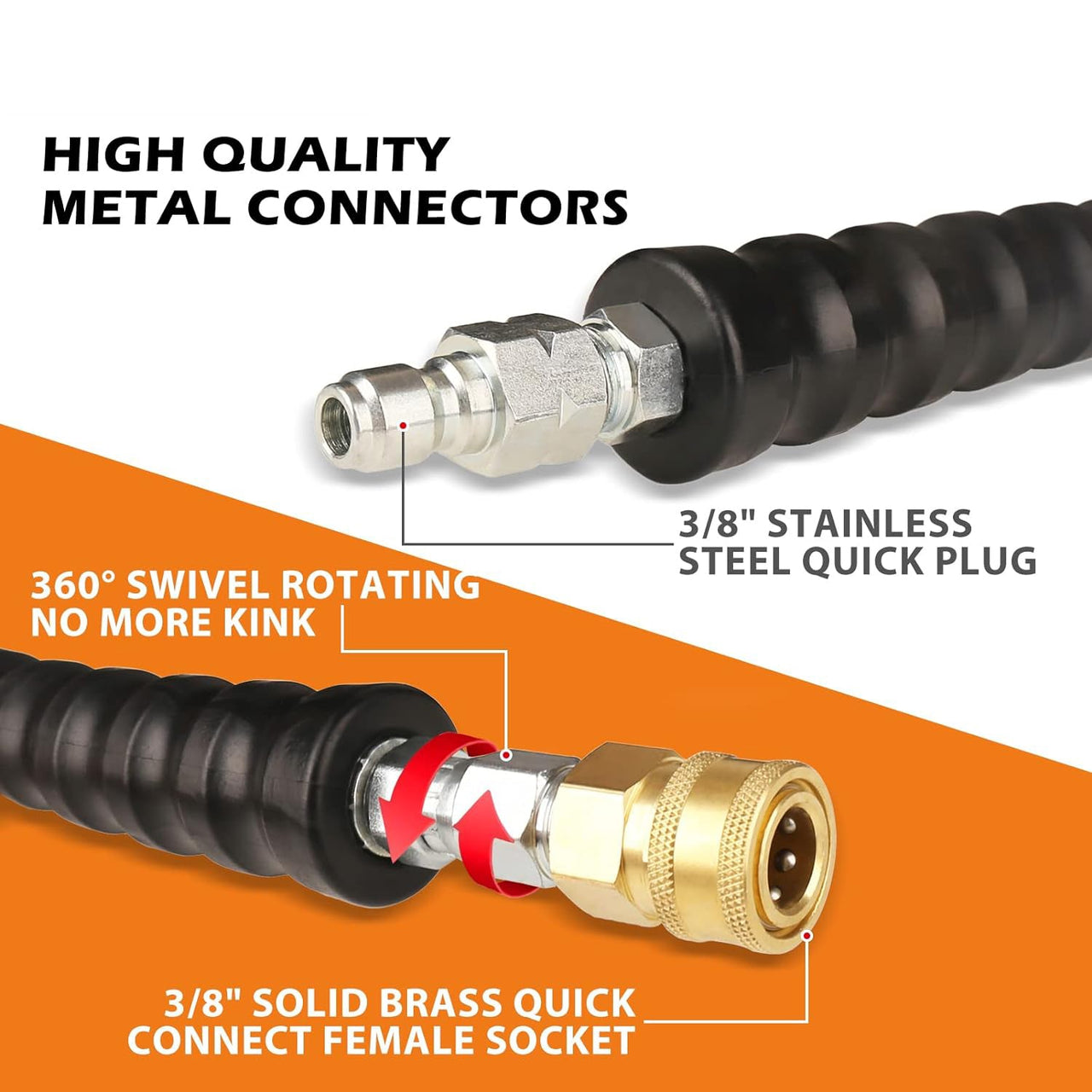Hose attached to water blaster spray gun