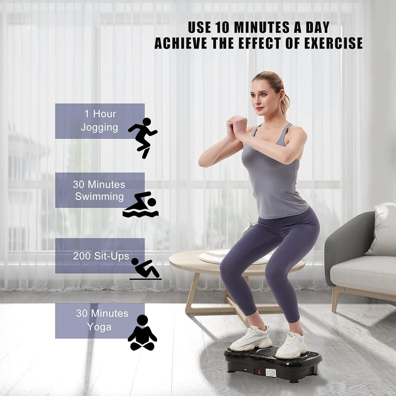 Vibration plate exercise machine with suction cups base
