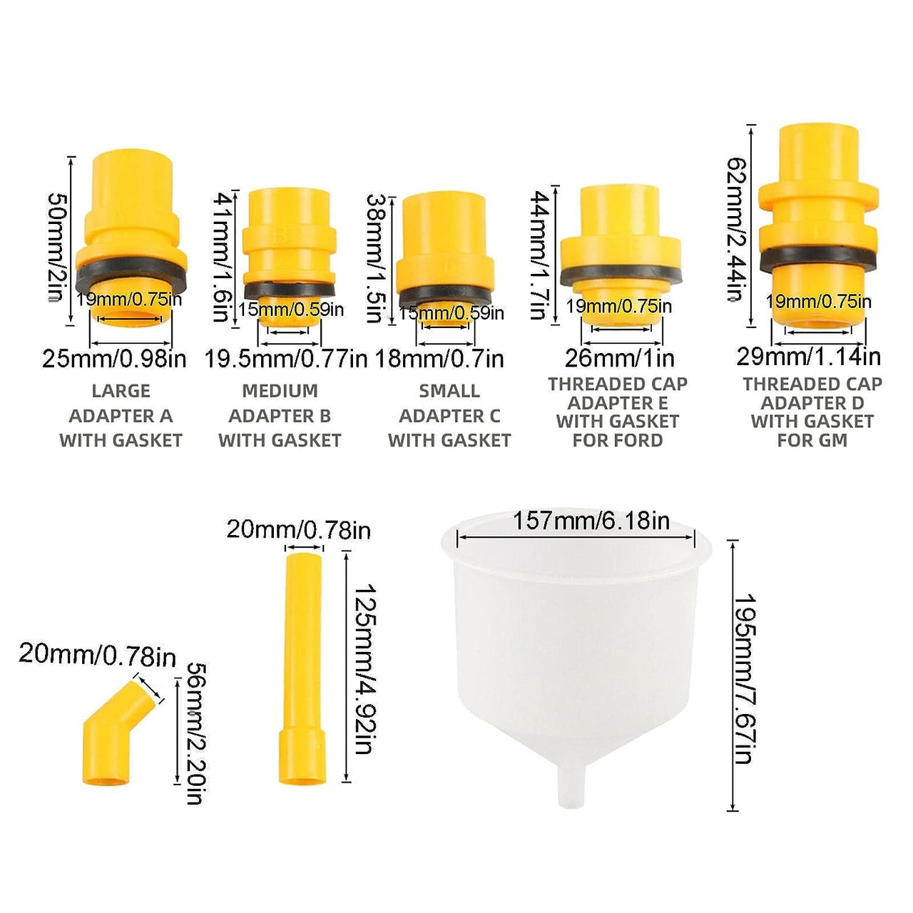 15-Pieces No Spill Coolant Filling Funnel Kit