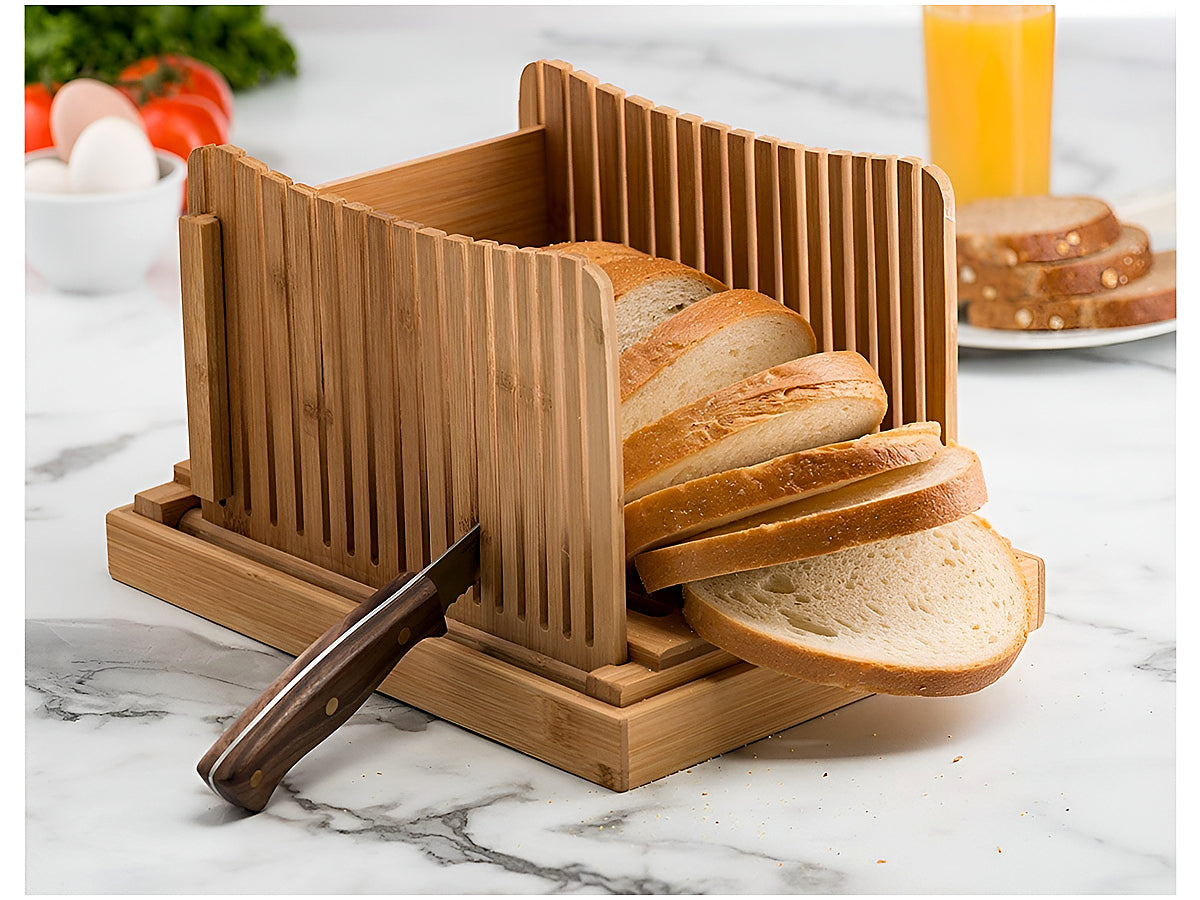 Close-up of bamboo cutting board surface