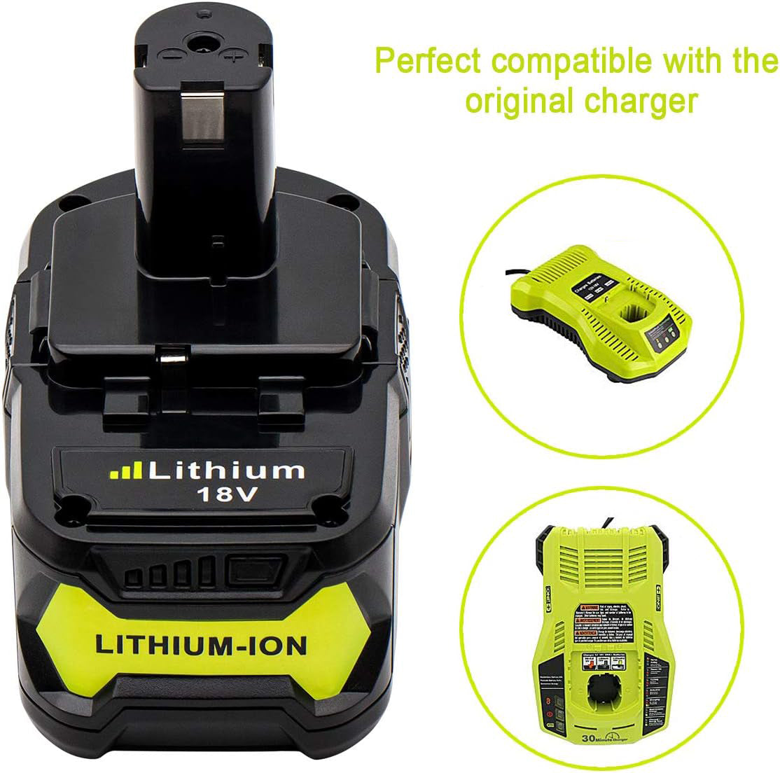 Ryobi 18V battery with LED power indicator