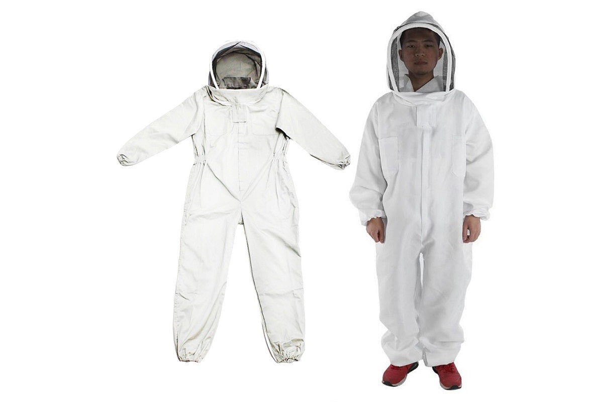 Beekeeping suit hooded veil XXL showing four pockets and tool holders