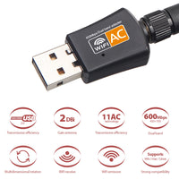 Thumbnail for Dual Band USB WiFi Adapter Dongle Wireless Network Laptop Antenna 2.4G 5G