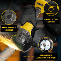 Thumbnail for Top view showing spindle lock system on angle grinder