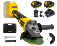 Thumbnail for Close-up of 125mm cutting wheel on cordless angle grinder