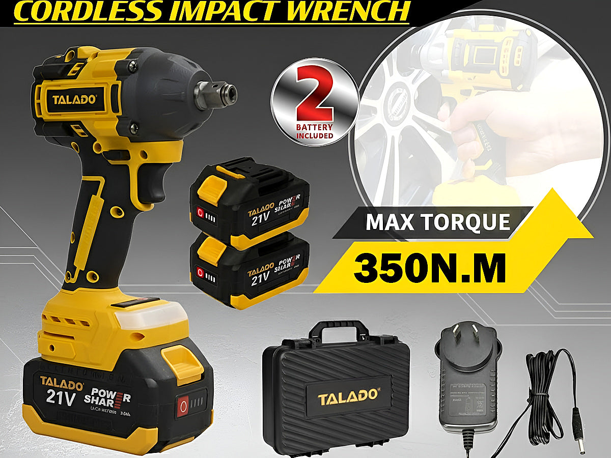 Cordless Electric Impact Wrench With 2 Battery