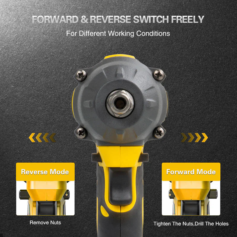 Cordless impact wrench in use loosening wheel nuts