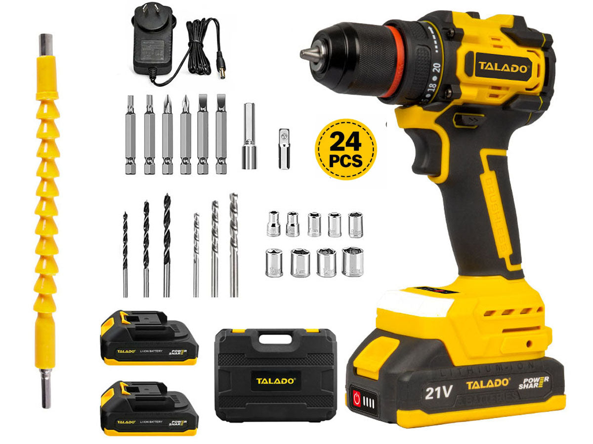 Impact drill driver 21V in use drilling wood