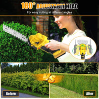 Thumbnail for Cordless hedge trimmer with grass shear blade attached