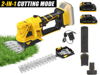 Thumbnail for Close-up of sharp alloy steel blades on hedge trimmer