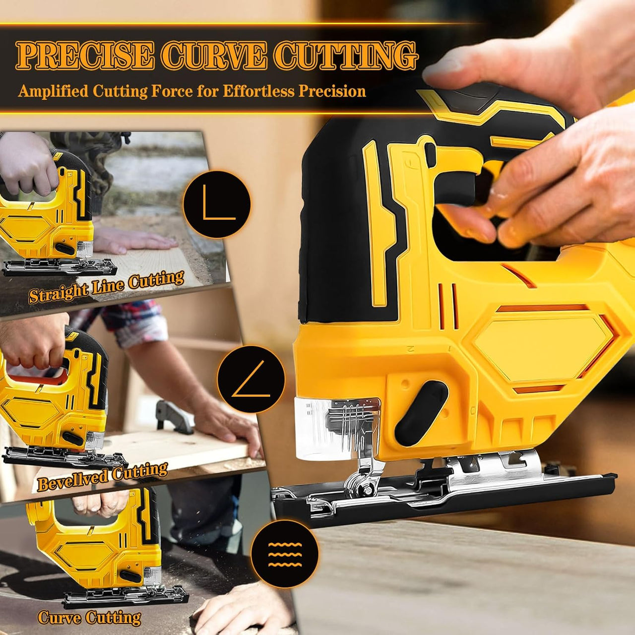 Cordless jigsaw safety blade guard close-up