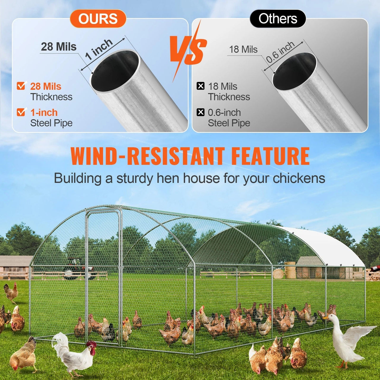 Chicken coop run roof and mesh junction