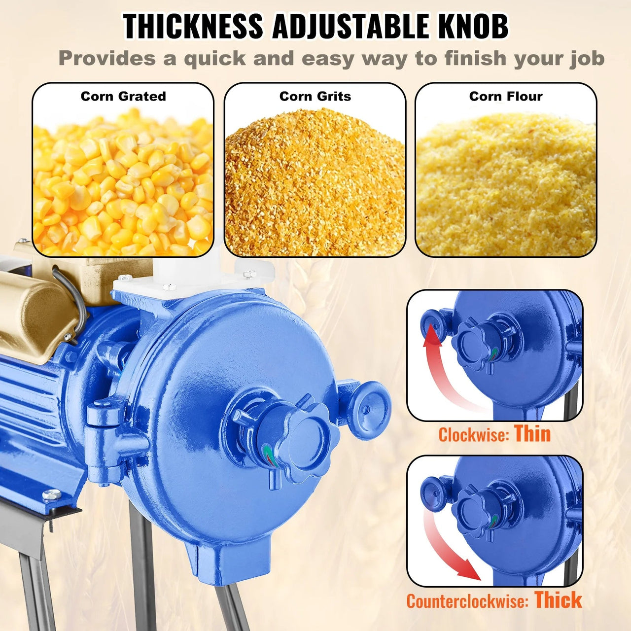 3000W Electric Grain Mill Grinder Machine for Commercial Home Coffee Bean Spice Corn Wheat Flour Rice Nut Cereal Tofu Sorghum Milling Refining