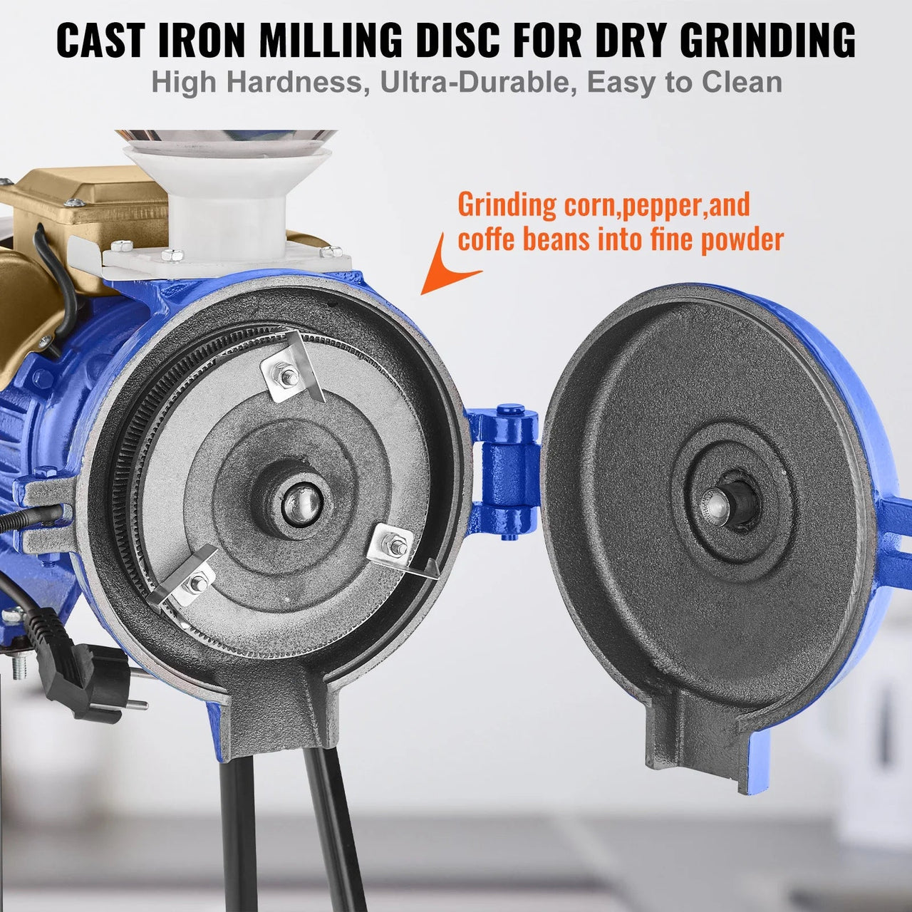 3000W Electric Grain Mill Grinder Machine for Commercial Home Coffee Bean Spice Corn Wheat Flour Rice Nut Cereal Tofu Sorghum Milling Refining